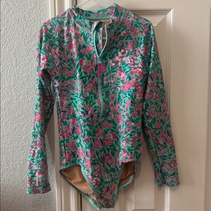 Floral Rashguard Swimsuit - Pink & Teal